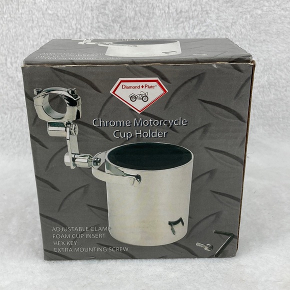 Diamond Plate Chrome Motorcycle Cup Holder NIB - Picture 2 of 14